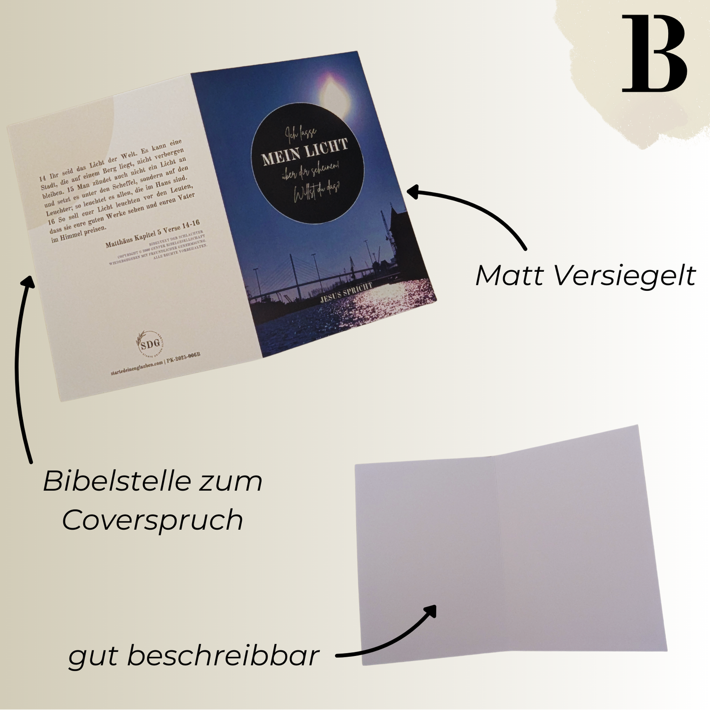 Mein Licht - 3er Klappkartenset inkl. Briefumschläge (NEU)